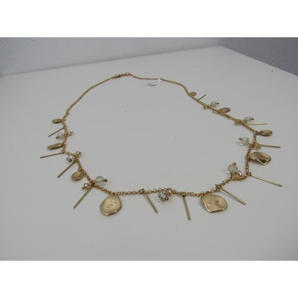 NWT Vera Bradley Petals Cluster Gold Tone Clear Rhinestone Necklace NEW - Picture 1 of 5